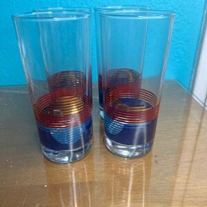 Anchor hocking  Vintage Mid-Century Modern Highball Glasses Set of 4 Retro Red B